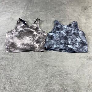 Lot of 2 Athleta Conscious Crop High Neck Racerback Tie Dye Sports Bra Tank Sz L